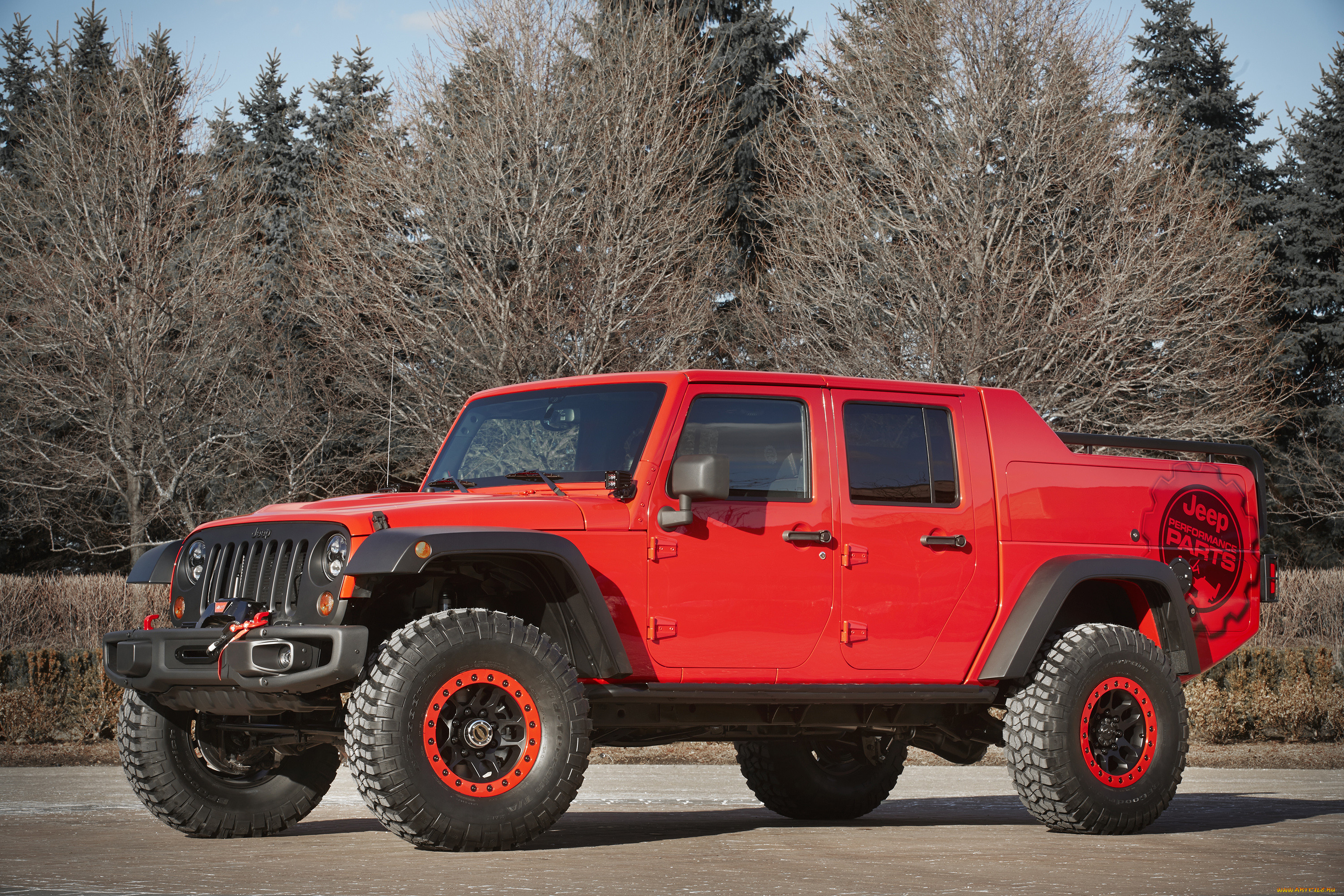 , jeep, rock, red